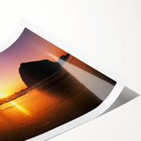 Extra large rolled print of Cannon Beach, Oregon, featuring muted earth tones, ideal for large living room wall art.