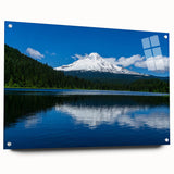 Acrylic print of Mount Hood, Oregon, in muted earth tones, ideal for bedroom or dining room decor.