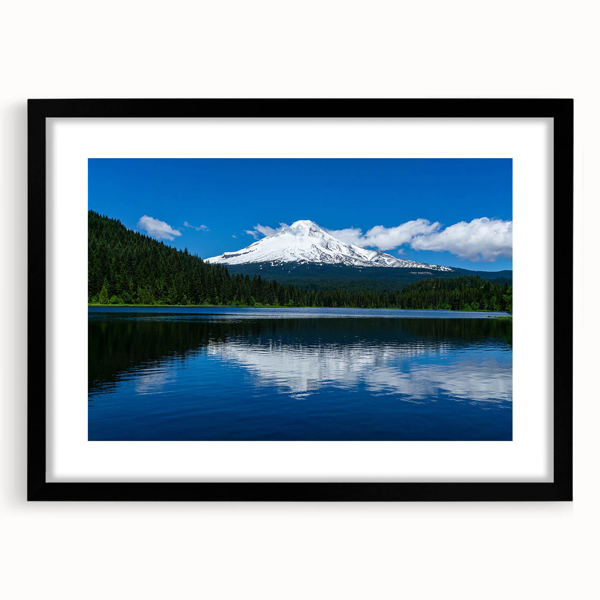 Abstract art print of Oregon's Mount Hood in vibrant colors on a textured, extra-large framed canvas.