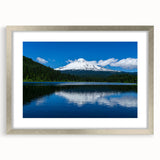 Textured art print of Mount Hood in Oregon, featuring muted earth tones on a framed silver mat.