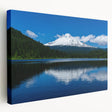 Large art print of Mount Hood, Oregon on stretched canvas with vivid blue and green tones, ideal for kitchen wall art.