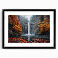 Extra large framed print of Multnomah Falls in vibrant, colorful hues, ideal for living room decor.