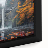 Extra large framed canvas of Multnomah Falls in Oregon, featuring a textured black and colorful art style.
