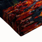 Black and white landscape art painting of Multnomah Falls in Oregon on large stretched canvas, ideal for bedroom wall decor.