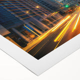 Art deco poster of Philadelphia skyline in muted blue tones on rolled canvas, suitable for dining room wall art.