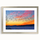 Textured abstract art print of Pennsylvania scenery in muted greens and blues, framed in silver.