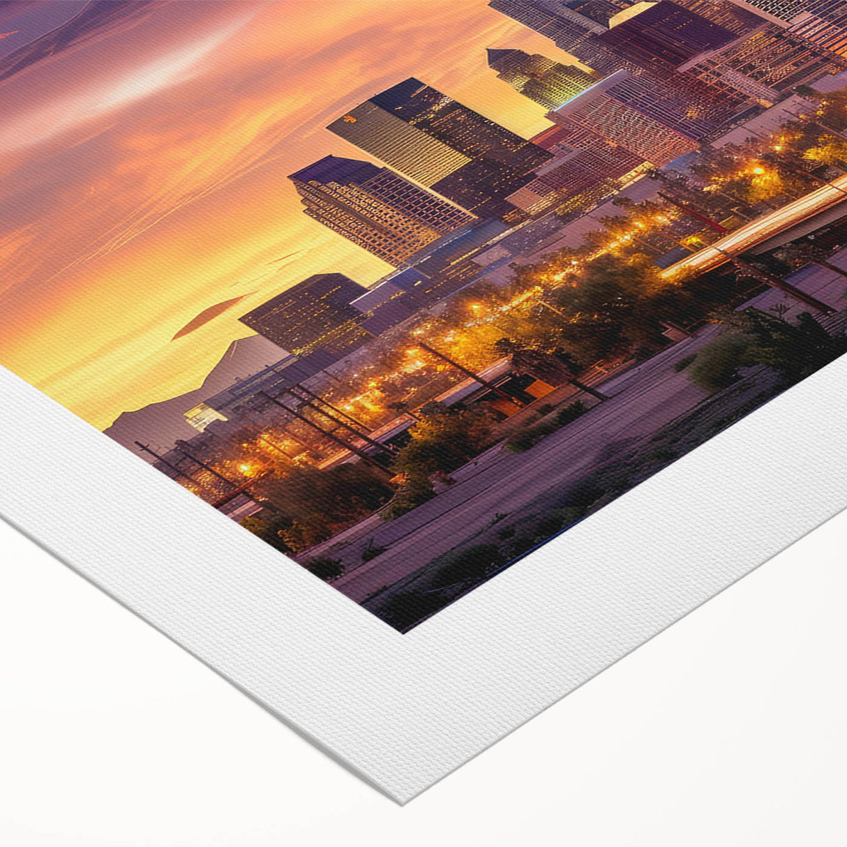 Art deco poster of Phoenix valley with pastel shades on rolled canvas, suitable for dining room wall art.