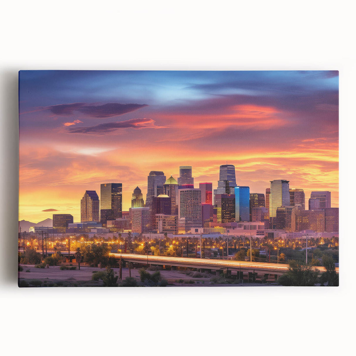 Black and white stretched canvas of Phoenix Valley, ideal for kitchen wall art.