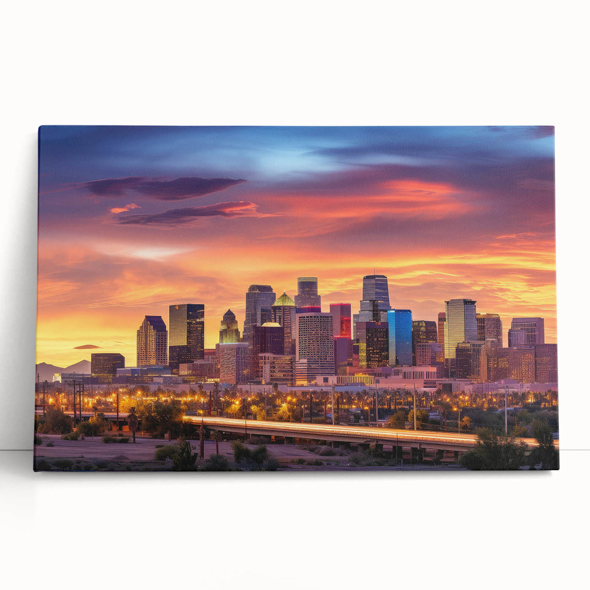 Black and white large art print of Phoenix valley on stretched canvas, ideal for kitchen wall art or bedroom.