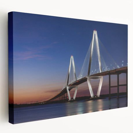 Side view of a stretched canvas featuring a Charleston, South Carolina scenery in soft pastel colors.