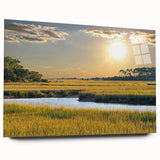 Large abstract wall art of South Carolina scenery in muted earth tones on acrylic glass.