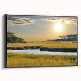 Black and white framed canvas of a South Carolina landscape, ideal for bedroom wall decor.