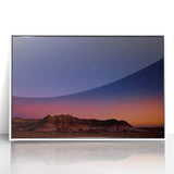 Acrylic print of South Dakota Badlands landscape, in soft pastel shades, framed in white, suitable for modern nursery decor.