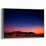 Landscape art painting of South Dakota Badlands on silver-framed canvas.