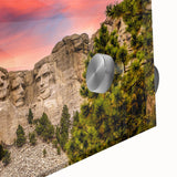 Acrylic print of Mt. Rushmore in muted earth tones, ideal for dining room art in a mid-century modernist style.