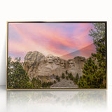 Extra large acrylic print of Mt. Rushmore in textured gold tones, ideal for living room decor.