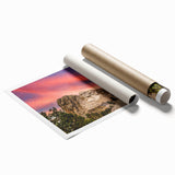 Rolled print of Mt. Rushmore in muted earth tones, suitable for classy bathroom wall art.