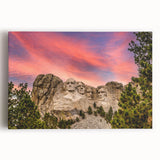 Black and white stretched canvas of Mt. Rushmore, ideal for kitchen art with a classic design.