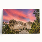 Black and white stretched canvas of Mt. Rushmore, ideal for kitchen wall art or bedroom decor.