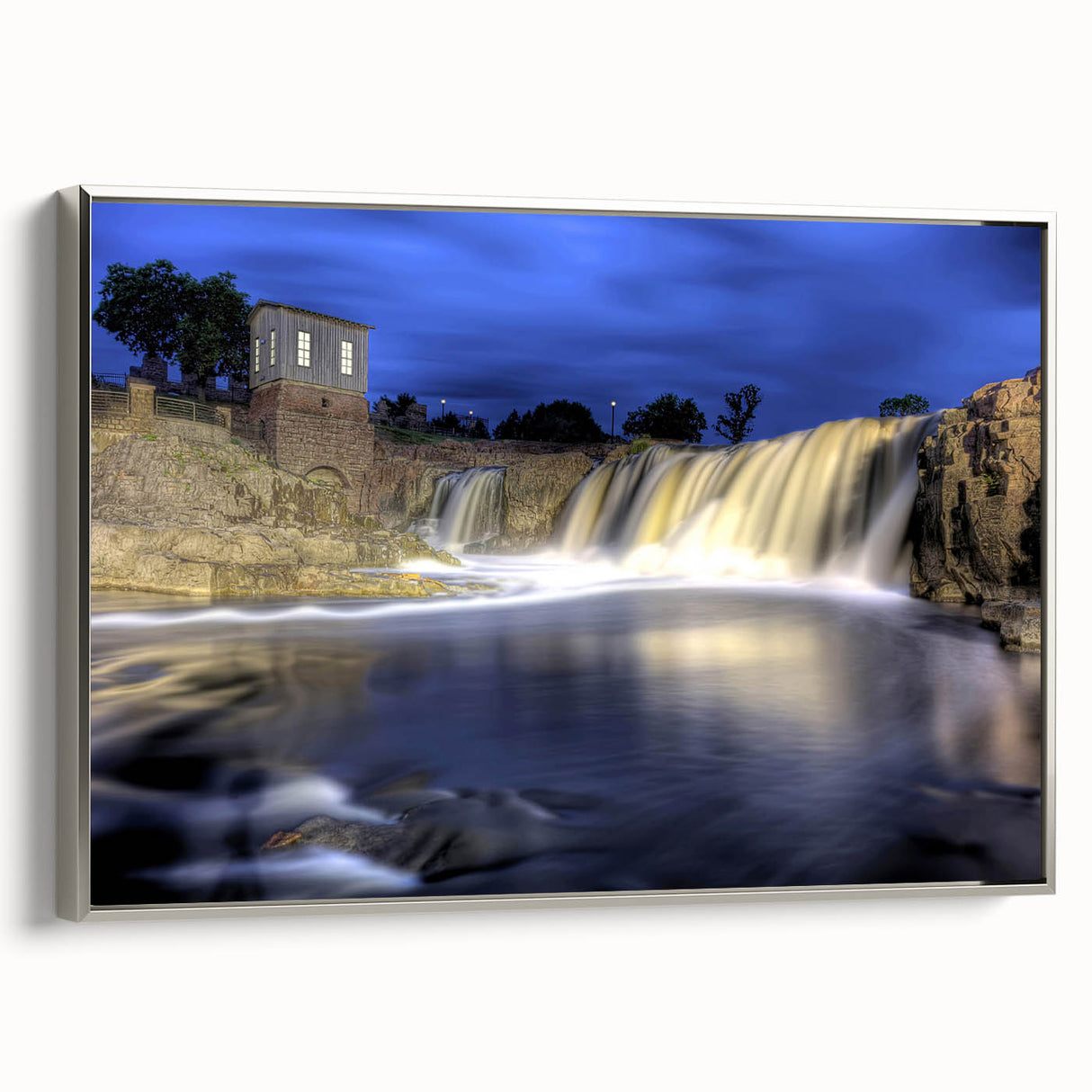 Framed canvas landscape art painting of South Dakota scenery in muted earth tones, ideal for living room decor.