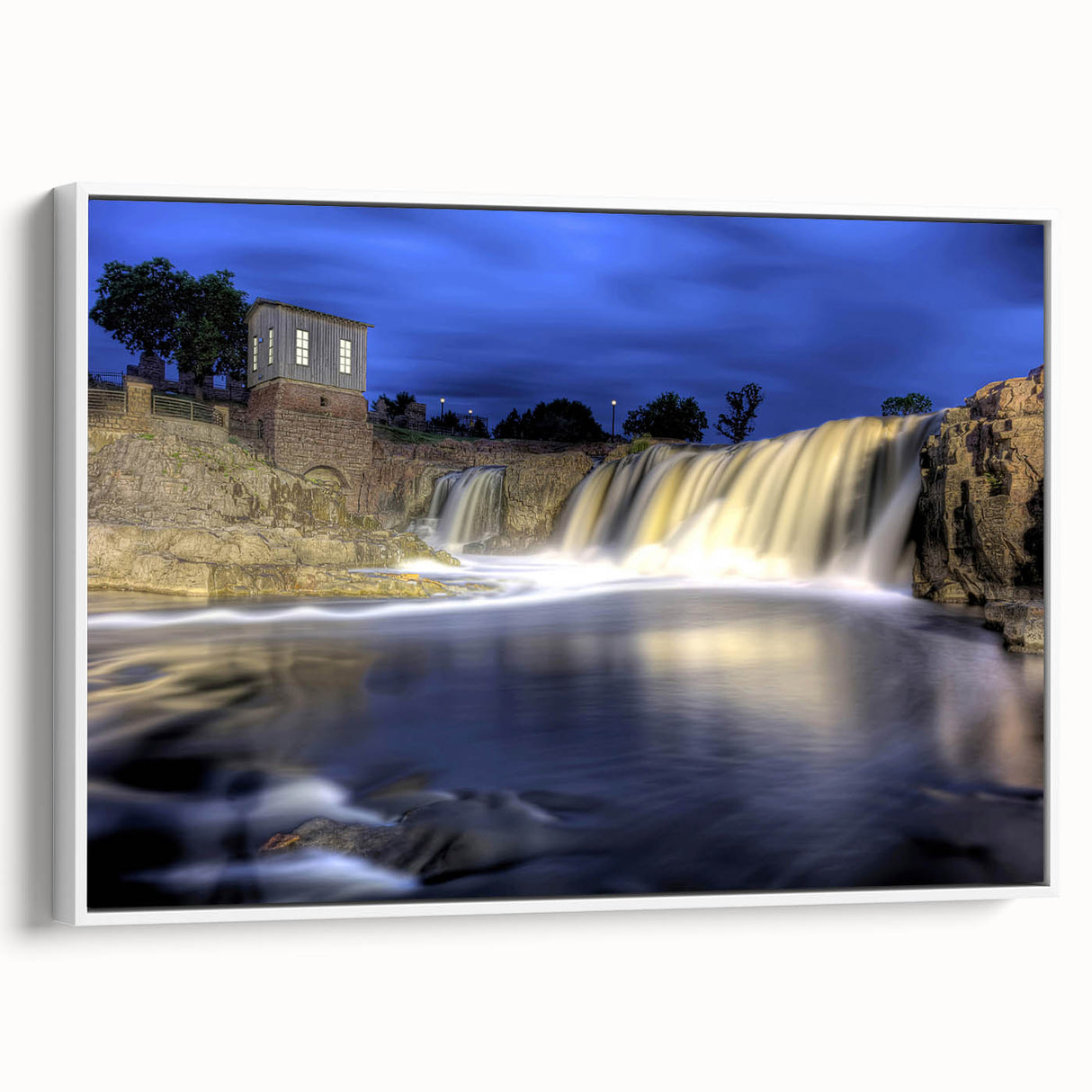 Vintage poster art of South Dakota scenery on a framed canvas, featuring colorful art in extra large size.
