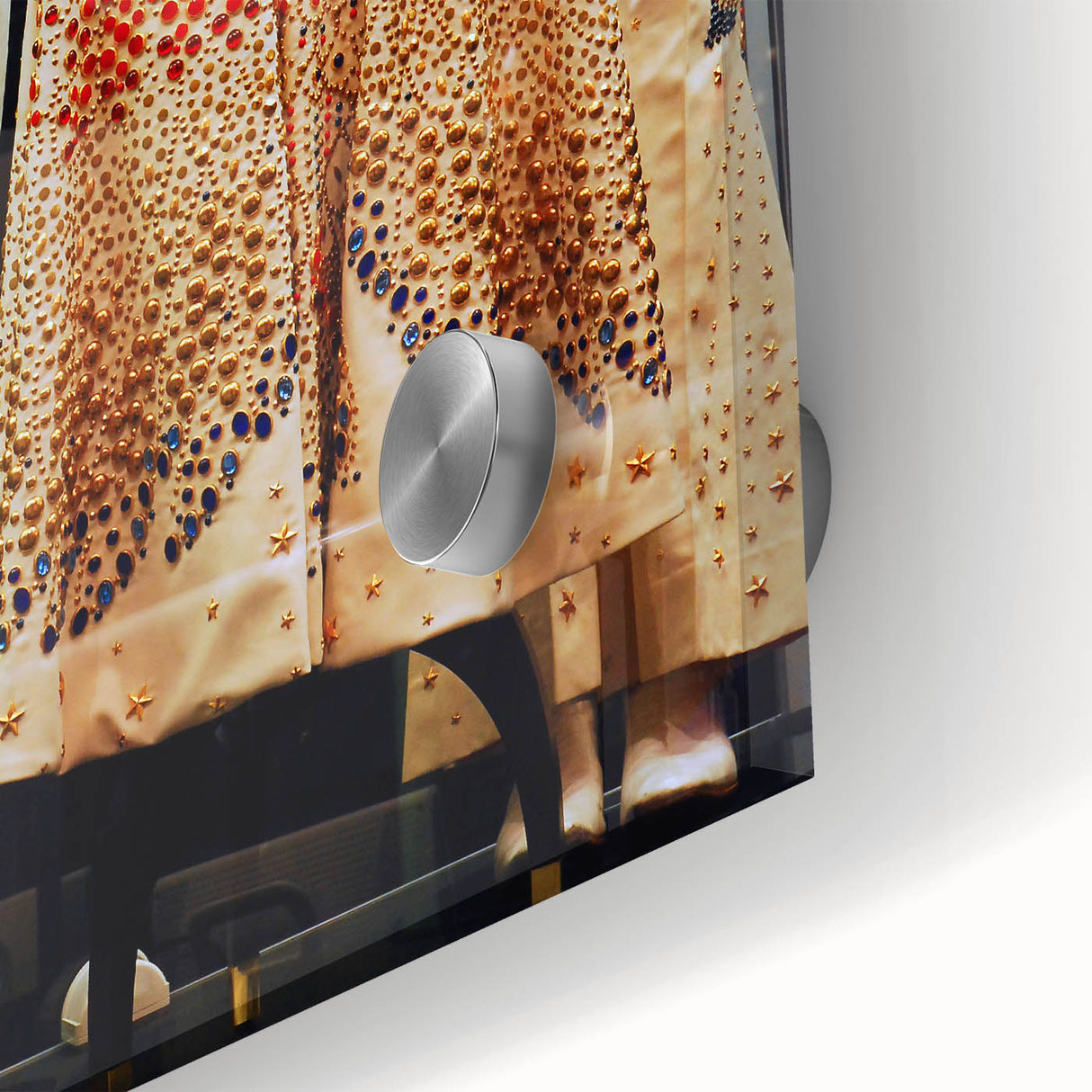 Large abstract depiction of Memphis skyline in muted earth tones on acrylic glass, suitable for dining room art.