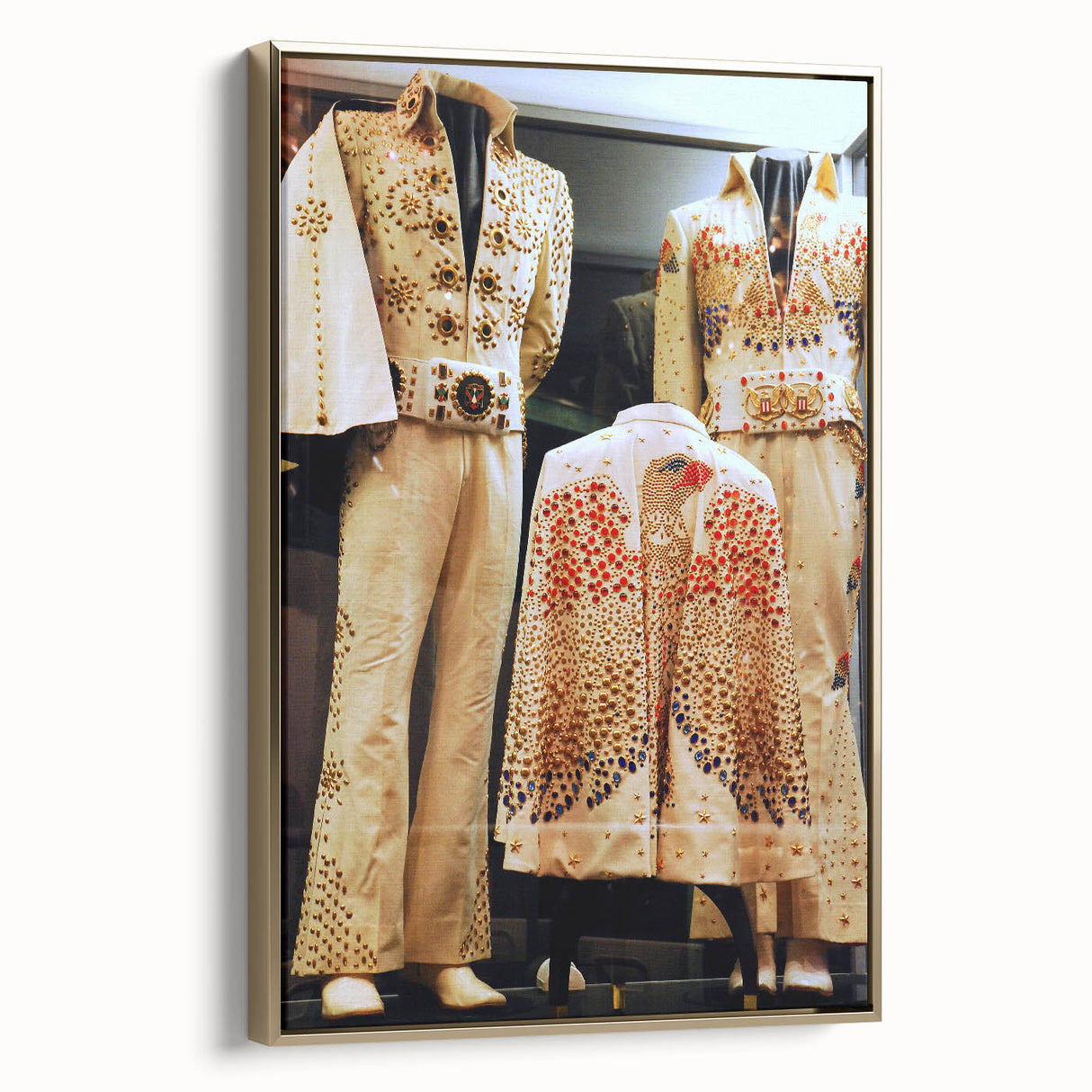 Framed canvas of a vintage Memphis landscape in muted gold and black tones, ideal for bedroom wall art.