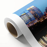 Art Deco style poster of Nashville skyline in pastel colors, printed on rolled canvas, ideal for nursery wall art.