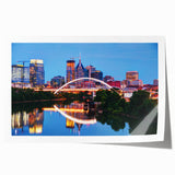 Rolled print of Nashville skyline with pastel shades, perfect for art wall dining room decor.