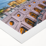 Art deco poster of Austin, Texas skyline in muted earth tones on rolled canvas, suitable for dining room decor.