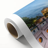 Art deco poster of Austin skyline in pastel shades on rolled canvas, ideal for nursery wall art.