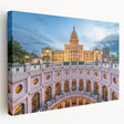 Large canvas print of Austin, Texas skyline in muted earth tones, suitable for kitchen wall art.