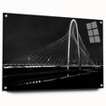Acrylic print of Dallas skyline in muted blue tones, ideal for modern dining room decor.