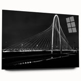 Acrylic print of Dallas skyline depicted in large abstract style with cool blue and gray tones.