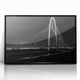 Large abstract wall art of Dallas skyline in muted gray and blue tones on framed acrylic, ideal for modern living room decor.