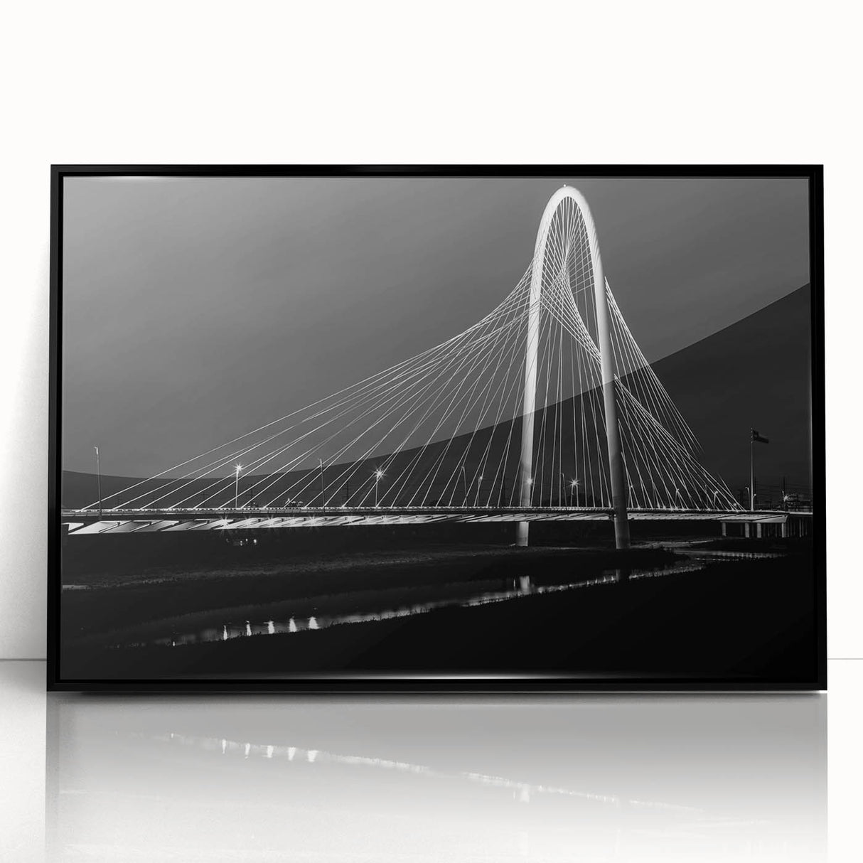 Large abstract wall art of Dallas skyline in muted gray and blue tones on framed acrylic, ideal for modern living room decor.