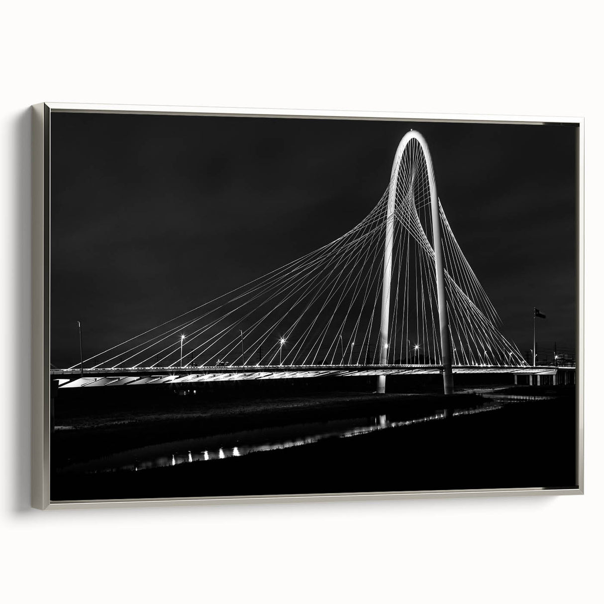 Framed canvas of Dallas landscape with colorful art in a vintage poster style, suitable for office decor.