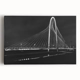 Black and white large art print of the Dallas skyline on stretched canvas, ideal for kitchen wall art.
