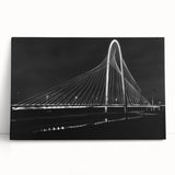 Black and white large art print of the Dallas skyline on stretched canvas, ideal for kitchen wall art or bedroom ambiance.