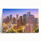 Black and white stretched canvas of Houston skyline, ideal for kitchen wall art or bedroom ambiance.