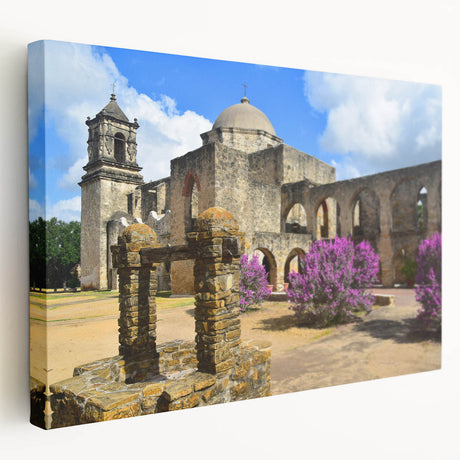 Large art of San Antonio skyline in muted earth tones on stretched canvas, ideal for kitchen wall art.