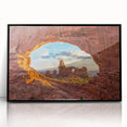 Large abstract wall art depicting Arches National Park in muted earth tones on a framed acrylic.