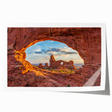 Rolled print of Arches National Park in muted earth tones, ideal for art wall dining room.
