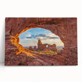 Black and white photograph of Arches National Park on stretched canvas, ideal for kitchen wall art or bedroom.