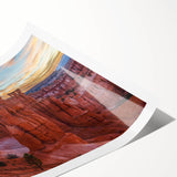 Extra large rolled print of Bryce Canyon with detailed line art flowers in earth tones, ideal for large living room wall art.