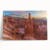 Black and white large art print of Bryce Canyon on stretched canvas, ideal for kitchen wall art or bedroom decor.