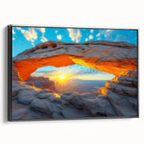 Black and white landscape art painting of Canyonlands on framed canvas, ideal for bedroom decor.