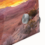 Large abstract wall art of Capitol Reef in Utah, featuring muted earth tones on acrylic glass, ideal for dining room decor.