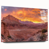 Acrylic print of Capitol Reef, Utah, in muted earth tones, ideal for enhancing dining room decor.