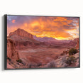 Black and white framed canvas featuring Capitol Reef landscape, ideal for bedroom wall decor.
